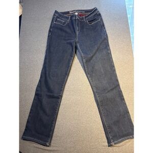 Natural Reflections Womens Flannel Lined Jeans Dark Wash Straight Leg Size 10